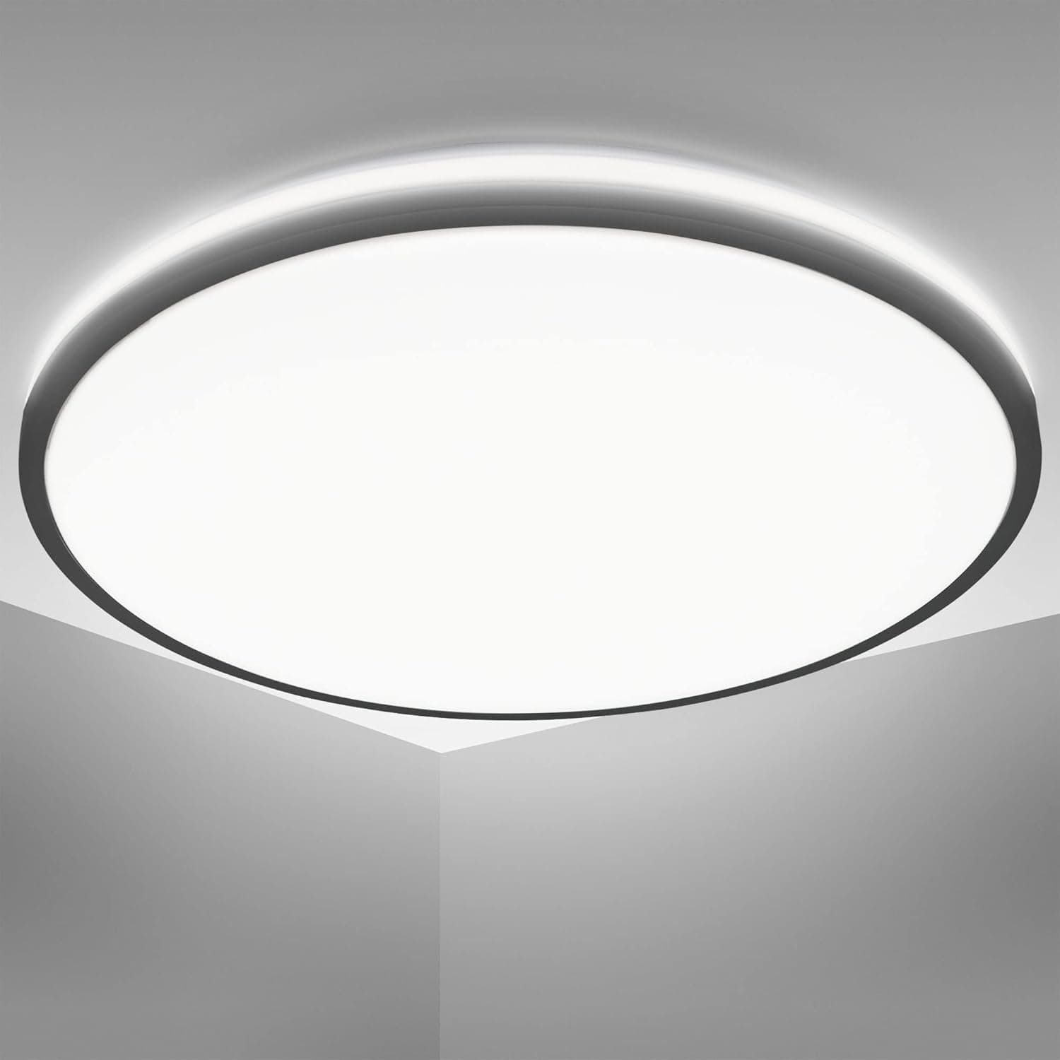 B.K.Licht I Candeeiro de teto LED I Ø 38 cm I candeeiro de teto LED de 24 watts I cor de luz branca neutra 4000 K I luz indireta I plafond led teto I preto