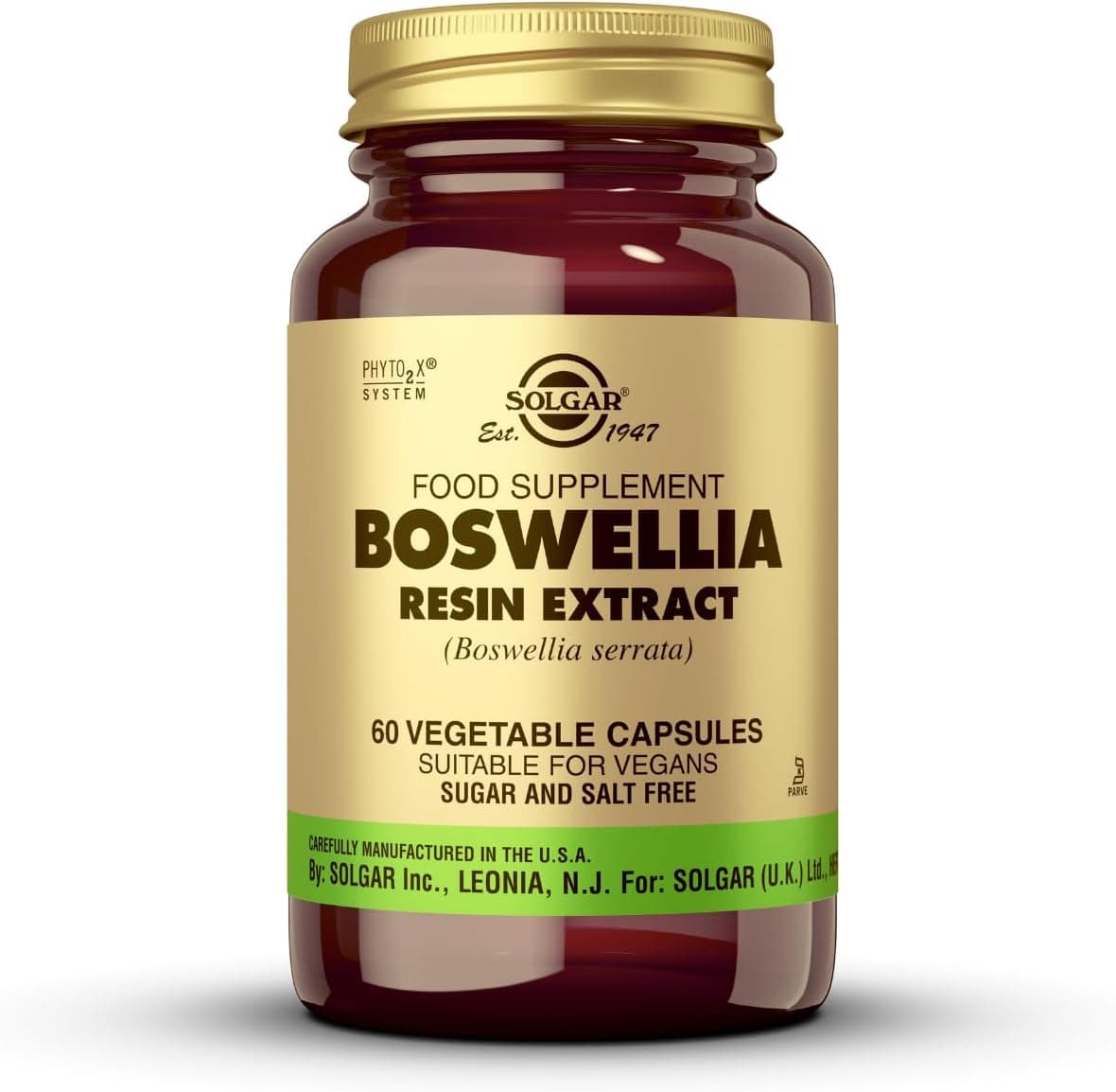 Solgar Boswellia extrato de resina, 60 cápsulas vegetais