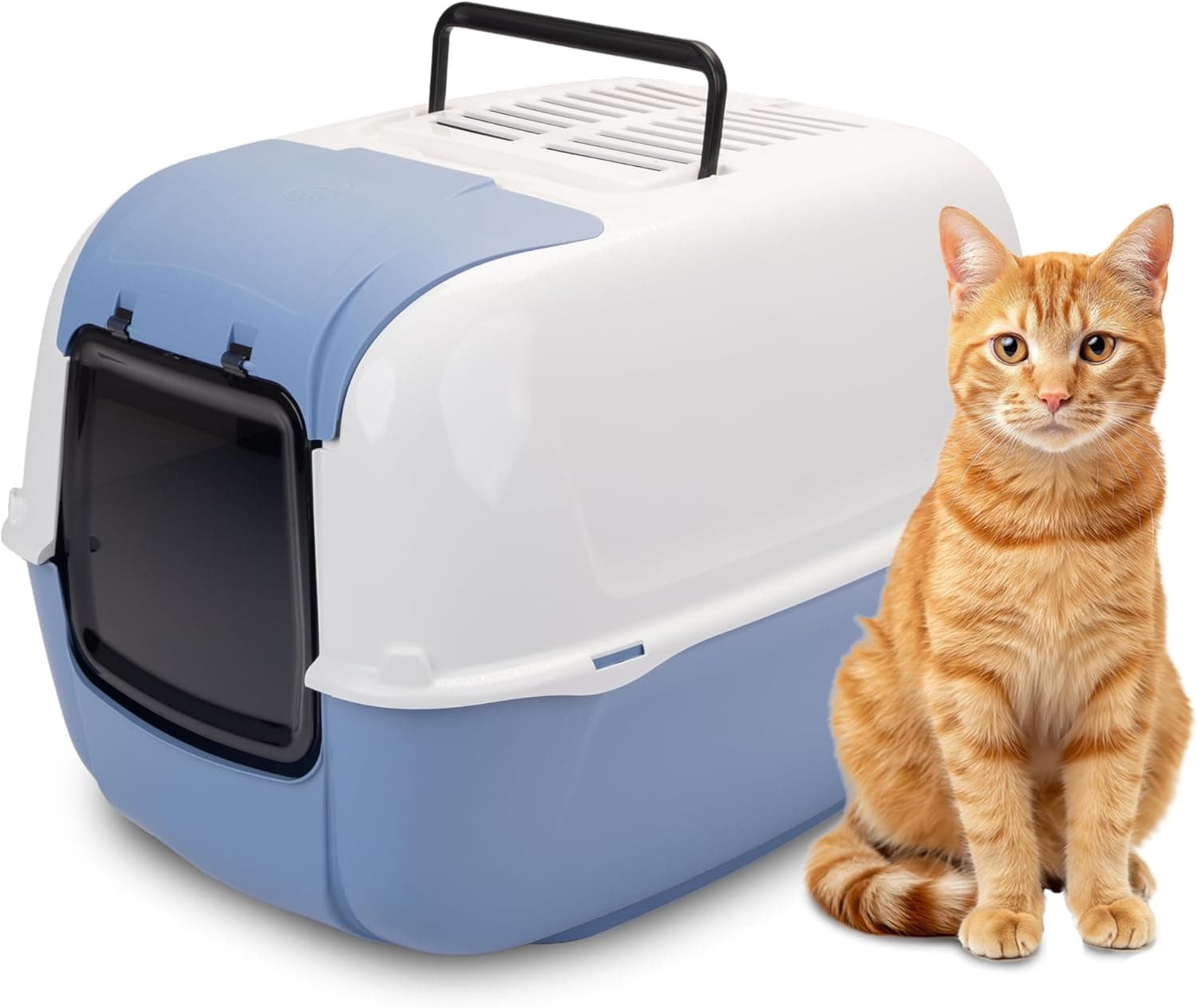 Ferplast Areneiro de gato de alta qualidade Cabrio areia gatos coberto com 2 filtros de carbono antiodor incluídos, caixa de areia para gatos grandes e pequenos, porta opaca e pega, 39,5 x 52,5 x h 38