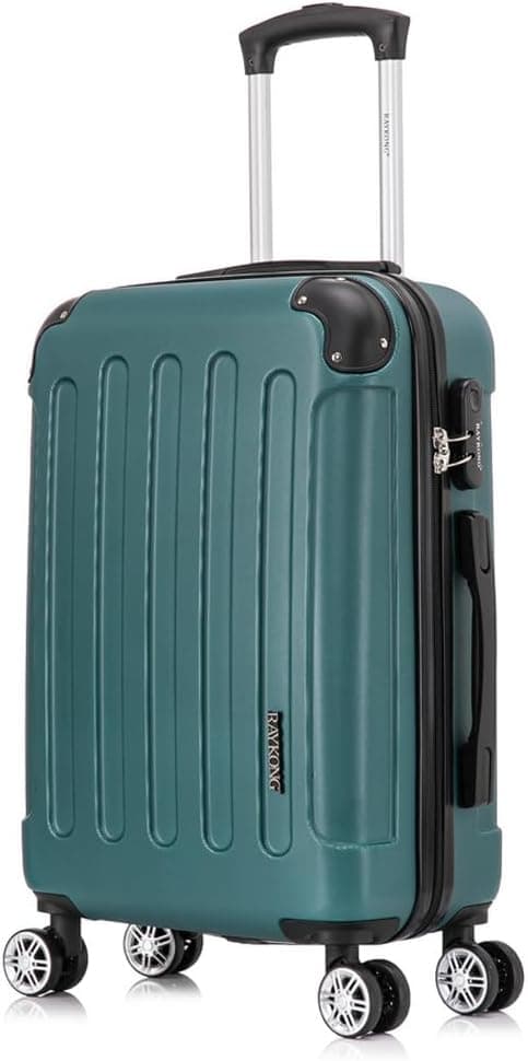 RAYKONG Mala de cabine ABS 55 x 40 x 20 cm 44 L - carrinho pequena bagagem de mão, verde, 55cm, Malas e trolleys