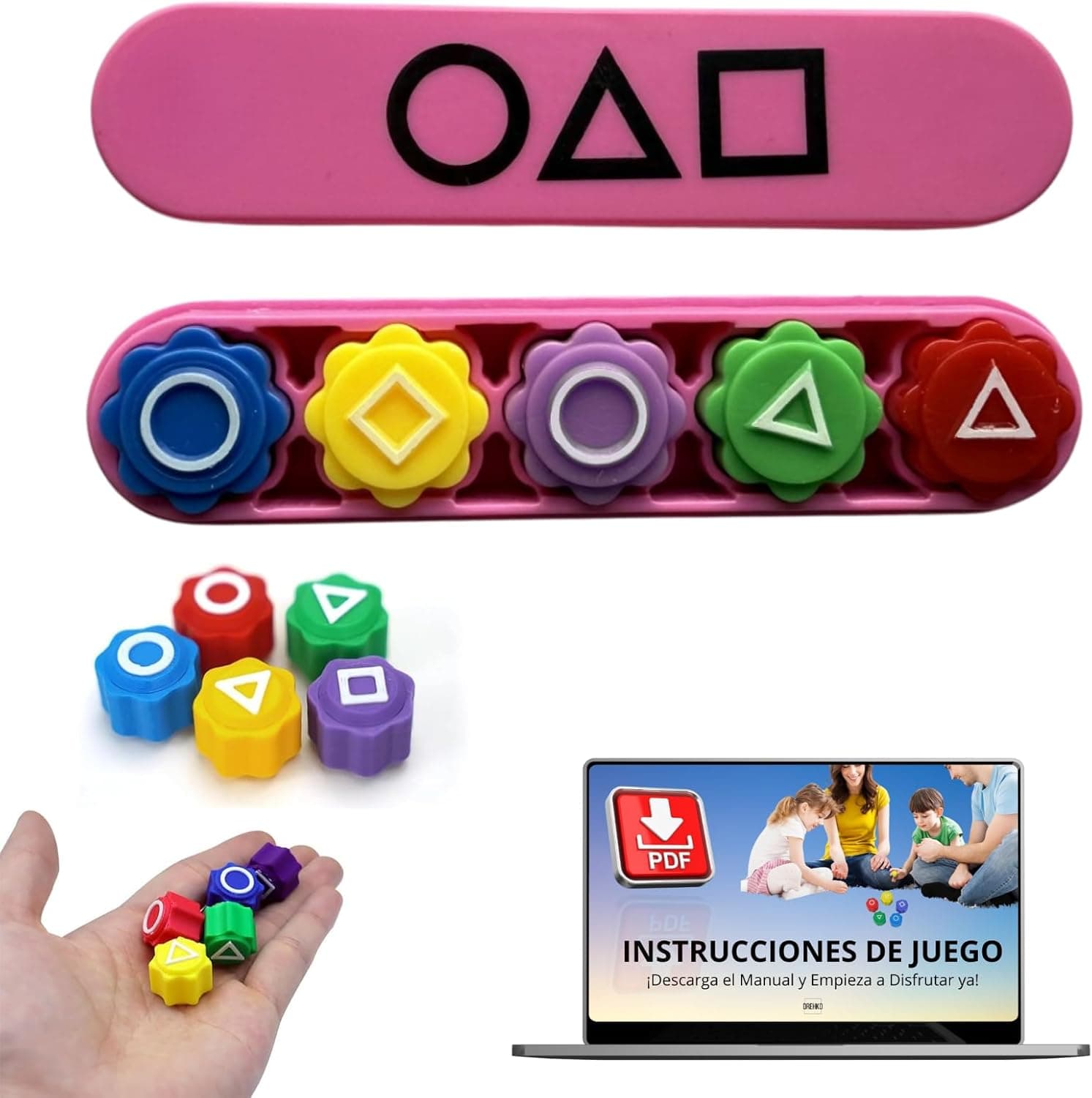 DREHKO Gonggi | Jogo tradicional coreano portátil com 5 dados rosa e bolsa para desenvolvimento de coordenação e estratégia