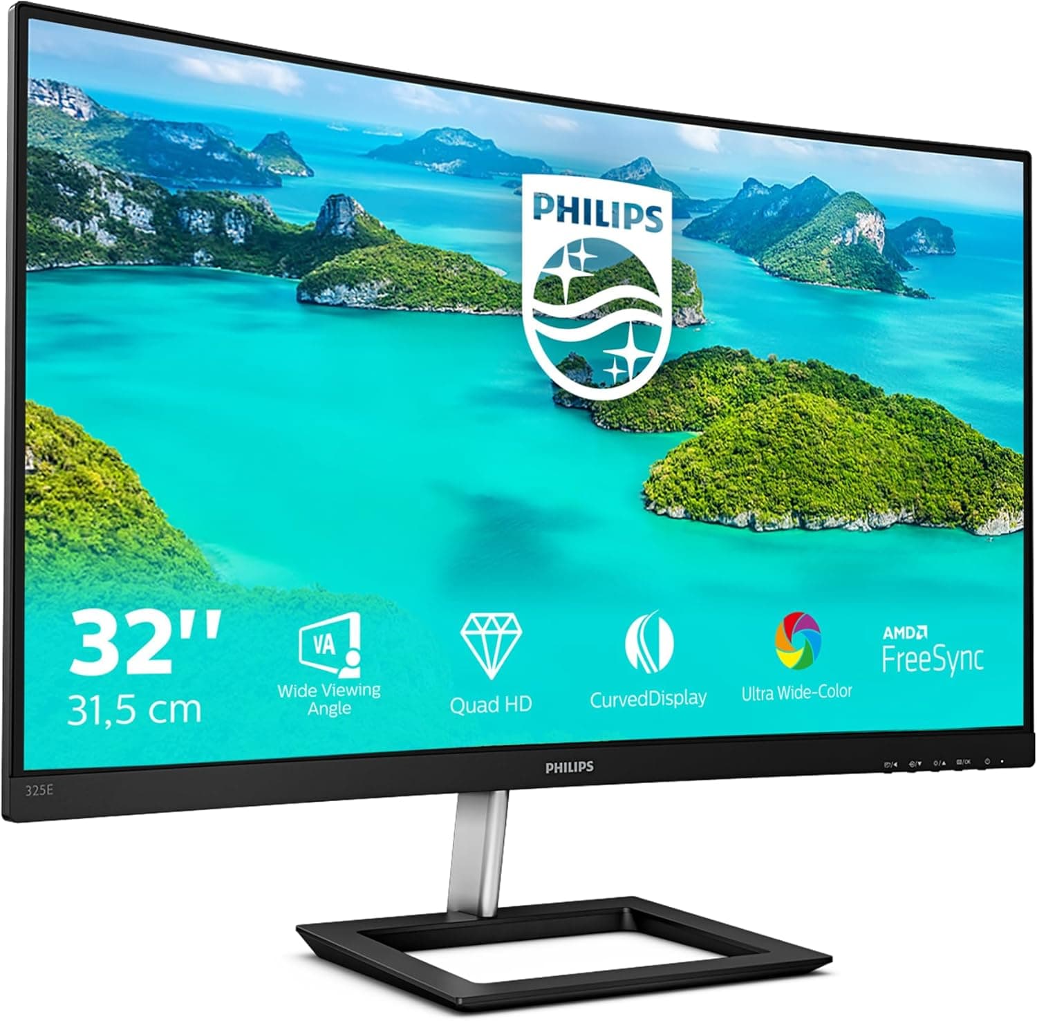 Philips 325E1C | Monitor curvo QHD de 32 polegadas com 75 Hz, Adaptive Sync e FreeSync