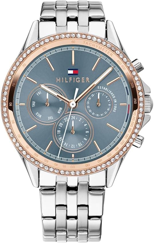 Tommy Hilfiger Relógio analógico multifuncional de quartzo para mulher com pulseira de aço inoxidável