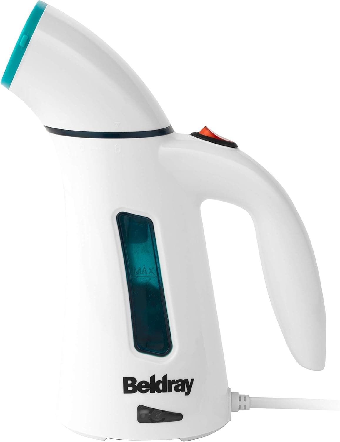 Beldray BEL0725TQ-VDEEU7 Vaporizador de mão para roupa, leve e prático, compacto, depósito de 100 ml, vapor contínuo, refrescante e desinfeta todos os tecidos e roupas, turquesa, 600 W
