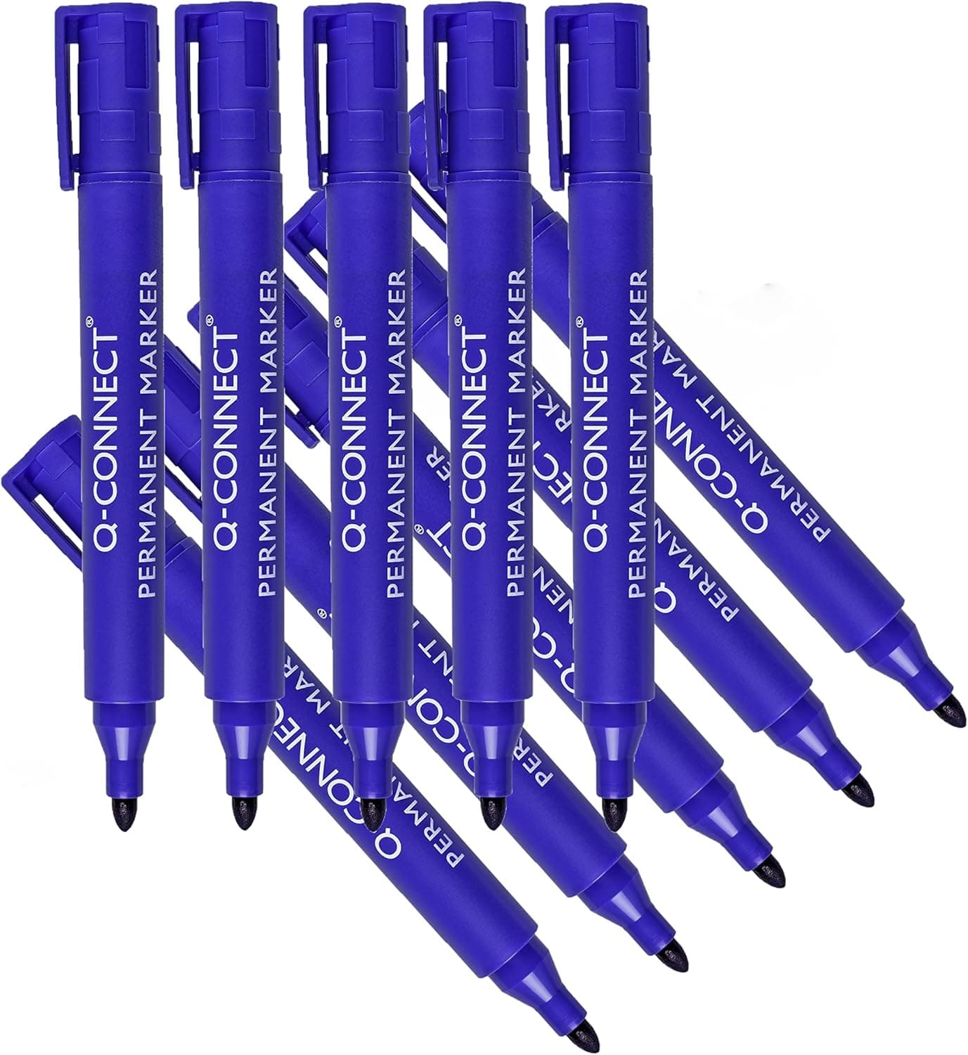 Q-Connect KF26046 Marcador de marcador permanente, azul, caixa de 10 peças