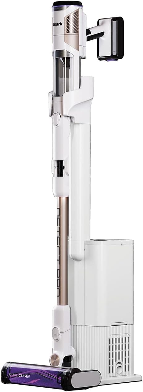 Shark Detect Pro Aspirador sem cabo, 60 min de autonomia, sistema de esvaziamento automático (capacidade de 2 litros), leve e flexível, Anti Hair Wrap, estreito, branco/bronze, IW3611EU