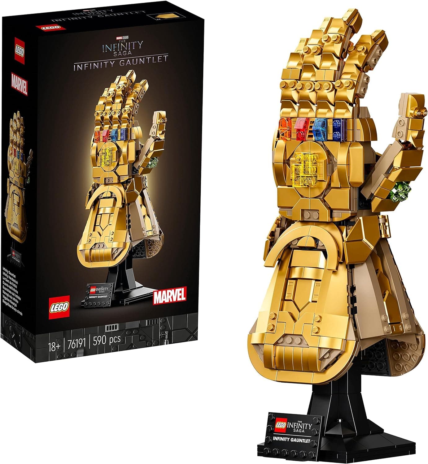 LEGO Marvel Luvas de infinito, casaco de luva de Thanos dos Vingadores, presente para homens e mulheres e frans de super-heróis, conjunto de construção para adultos colecionável 76191