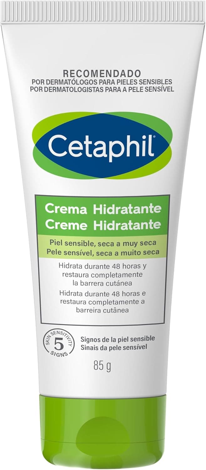 CETAPHIL Creme hidratante corporal e facial, para peles secas e sensíveis, hidrata até 48 horas, 85 G