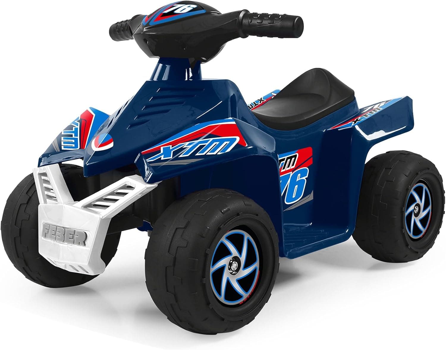 FEBER - Quad CE-Dark Blue 6V, Carro elétrico para meninos e meninas dos 18 meses a 3 anos, com acelerador, rodas grandes para estabilidade, até 40 min de bateria, carregador incluído