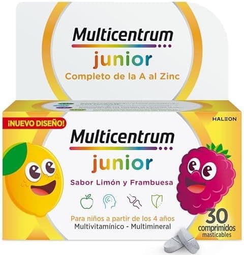 Multicentrum Junior | Suplemento multivitamínico e multimineral mastigável para crianças a partir dos 4 anos, 30 comprimidos