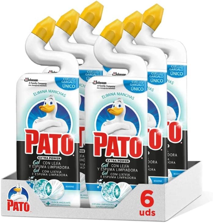 Pato, 750 ml WC Power lixívia fragrância marinho, limpador removedor de manchas para sanita, [pack de 6][todos os aromas], branco
