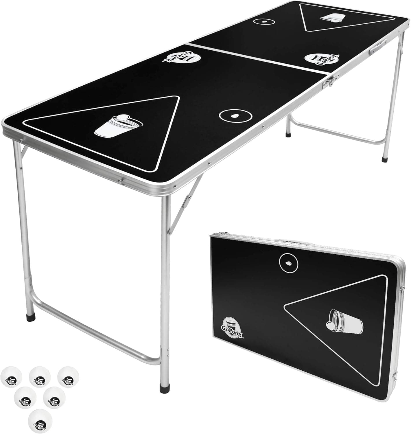 GoPong Mesa dobrável portátil para Beer Pong com 6 bolas incluídas