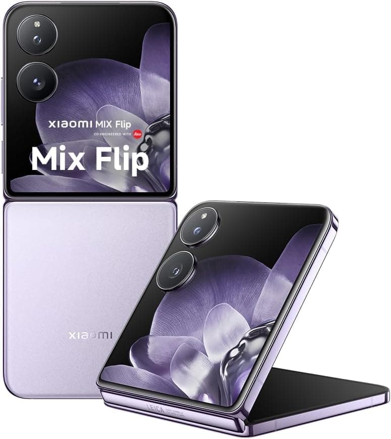 Xiaomi Mix Flip Smartphone de 12 +512 GB, lentes Leica Summilux, Snapdragon 8 Gen 3, ecrã exterior de 4,01" e interior de 6,86" de 120 Hz, HyperCharge 67W, carregador incluído, roxo 