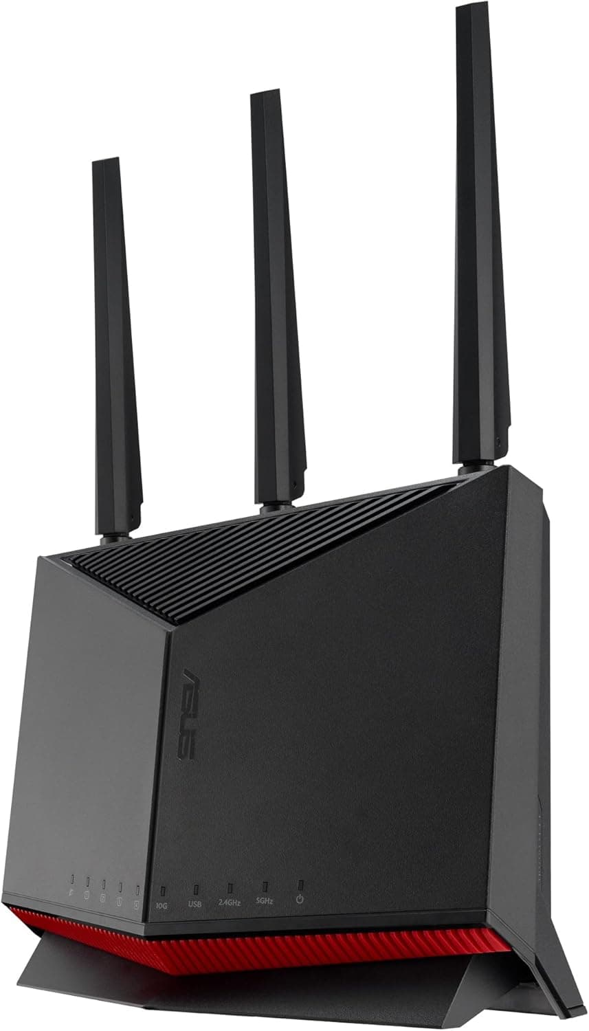 ASUS RT-BE86U - Router WiFi 7 BE6800 de banda dupla, compatível com 4096-QAM, funcionamento multilink (MLO), deteção AI WAN, AiMesh, segurança de rede e funções VPN, Guest Network Pro
