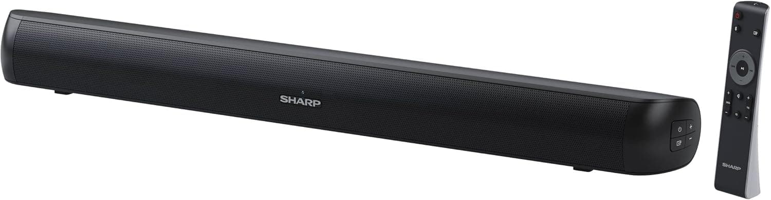 Sharp HT-SB107 2.0 Barra de som, cinema em casa, Bluetooth, HDMI ARC/CE, USB Playback, potência máxima total de saída de 90 W, 65 cm, cor preta