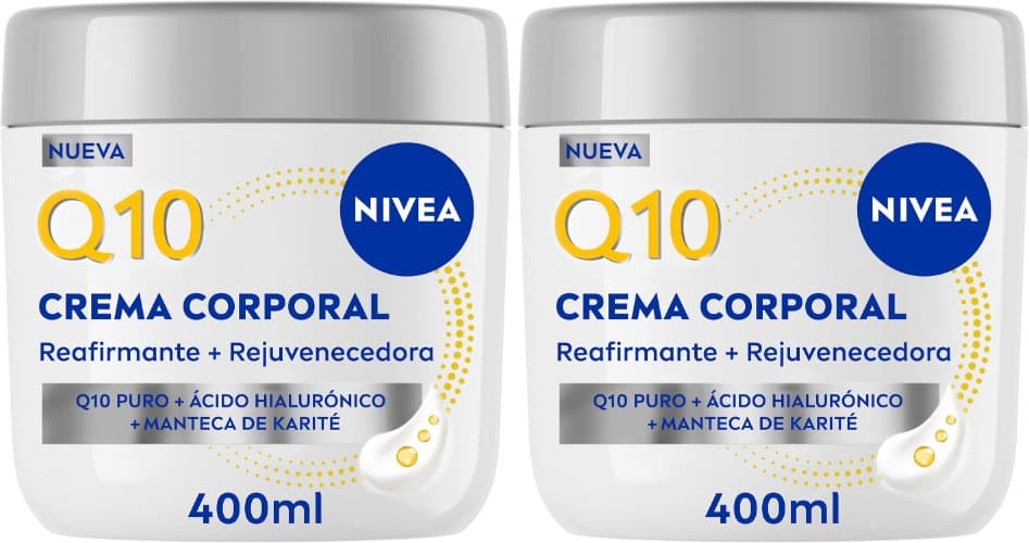 NIVEA Q10 | Creme reafirmante e hidratante 72h com ácido hialurónico e manteiga de karité para zonas específicas do corpo, 400 ml