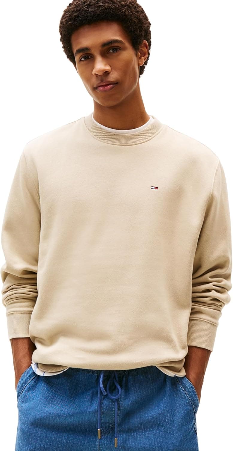 Tommy Jeans Camisola de homem regular Fit Flag Fleece com gola redonda