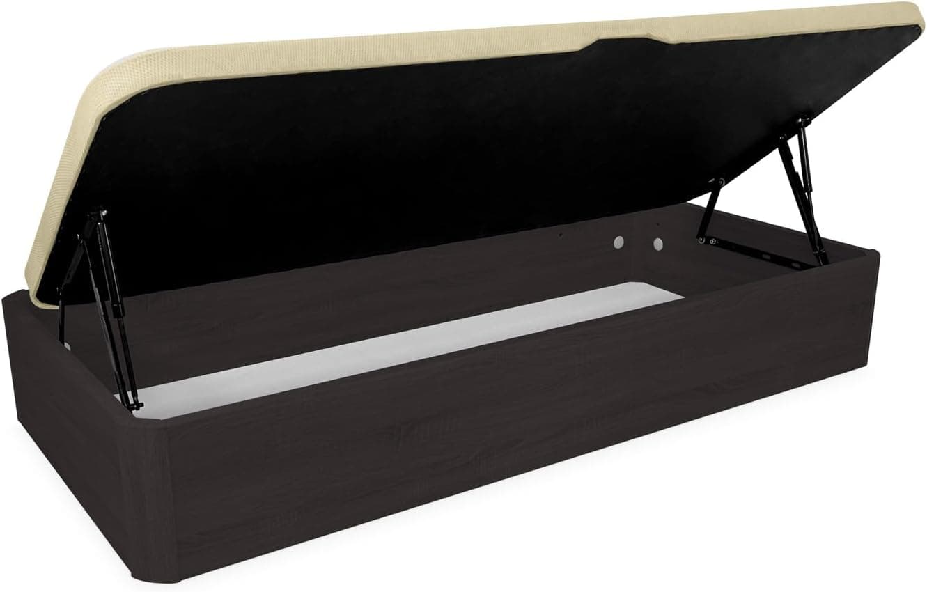 Duérmete Online - Sommier rebatível de madeira super reforçado de grande capacidade com abertura lateral, respirável e resistente, cantos redondos, 90 x 200, wengué