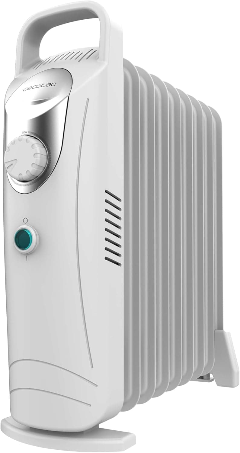 Cecotec Radiador elétrico de óleo baixo consumo - 9 módulos - ReadyWarm 900 Space White. 1000 W, uso simples, cabo de transporte, sistema de segurança, ideal para 15 m², branco