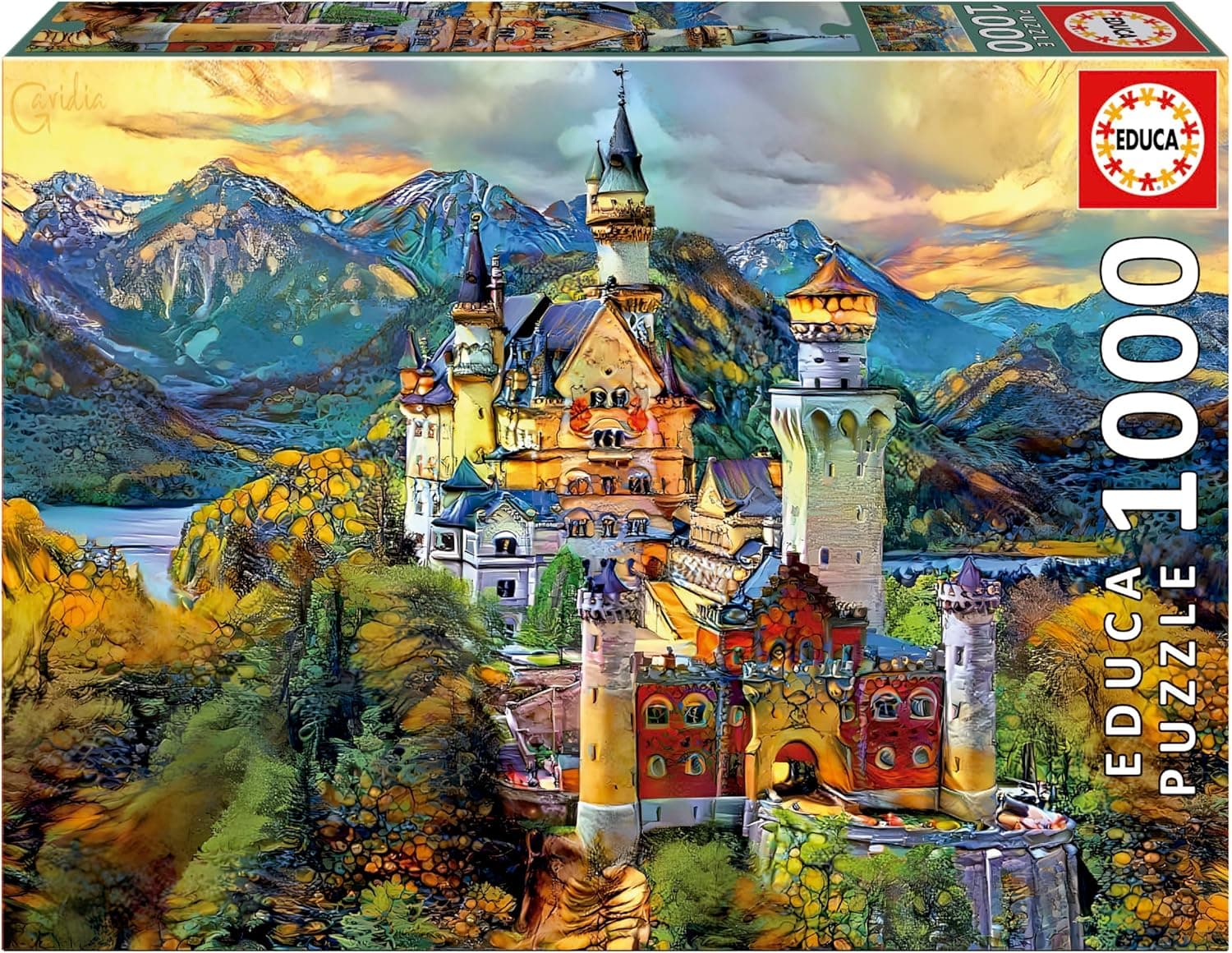 Educa Dream City Art Neuschwanstein Castle | Puzzle de 1000 peças para adultos com cola incluída