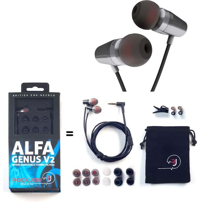 Rock Jaw Alfa Genus V2 - Auriculares (3 filtros de afinação), design britânico