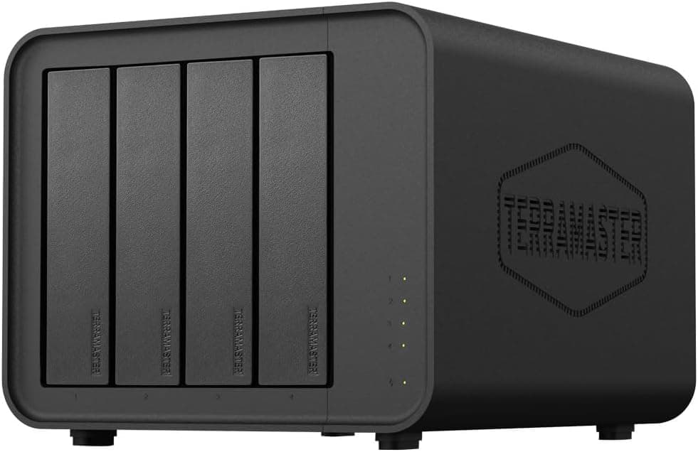 TERRAMASTER F4-212 NAS de 4 baías - CPU Quad Core, DDR4 RAM, memória vinculada à rede pessoal nuvem (Diskless)