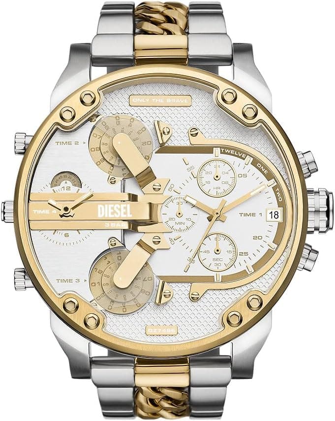 Diesel Mr. Daddy, Relógio Masculino Movimento Quartzo Multifuncional com Bracelete em Aço Inoxidável