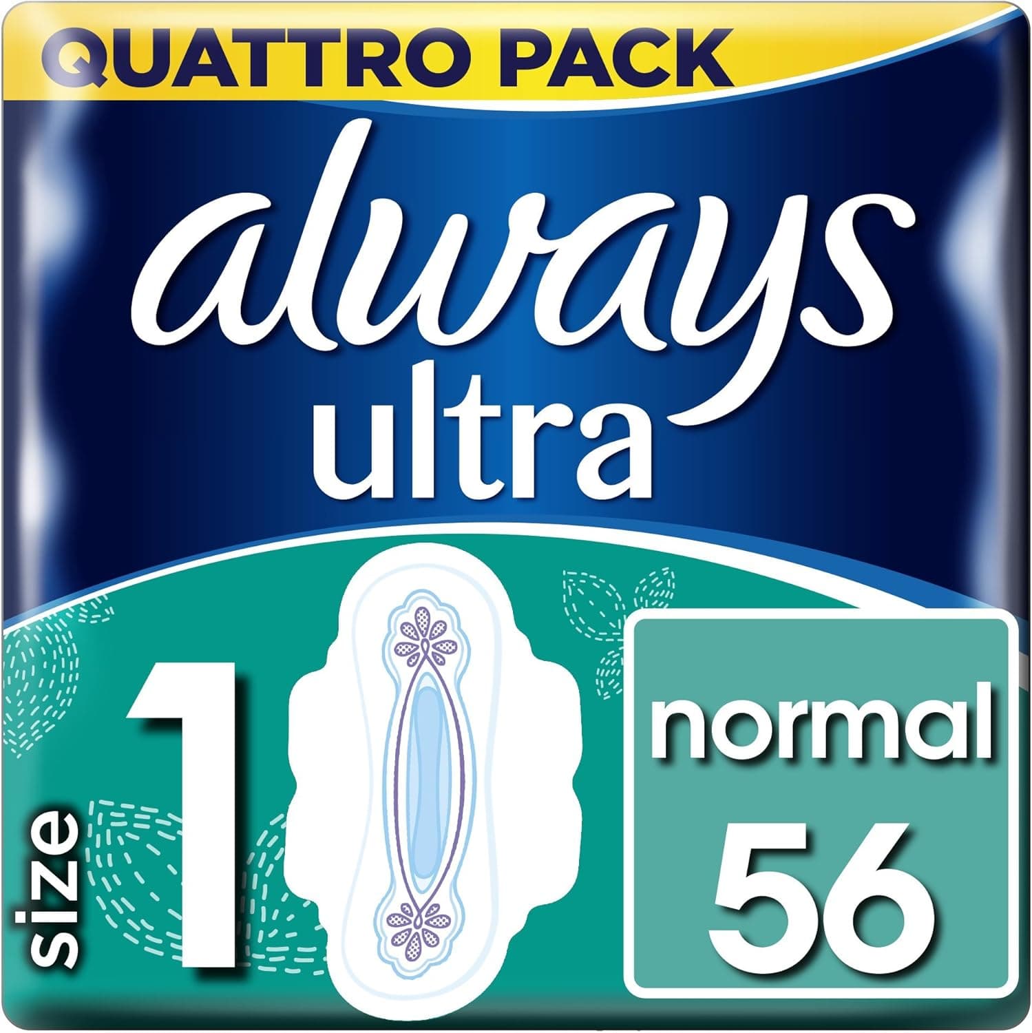 Always Ultra Normal | Toalhas higiénicas com abas superabsorventes e neutralizadoras de odores, pack de 56 unidades