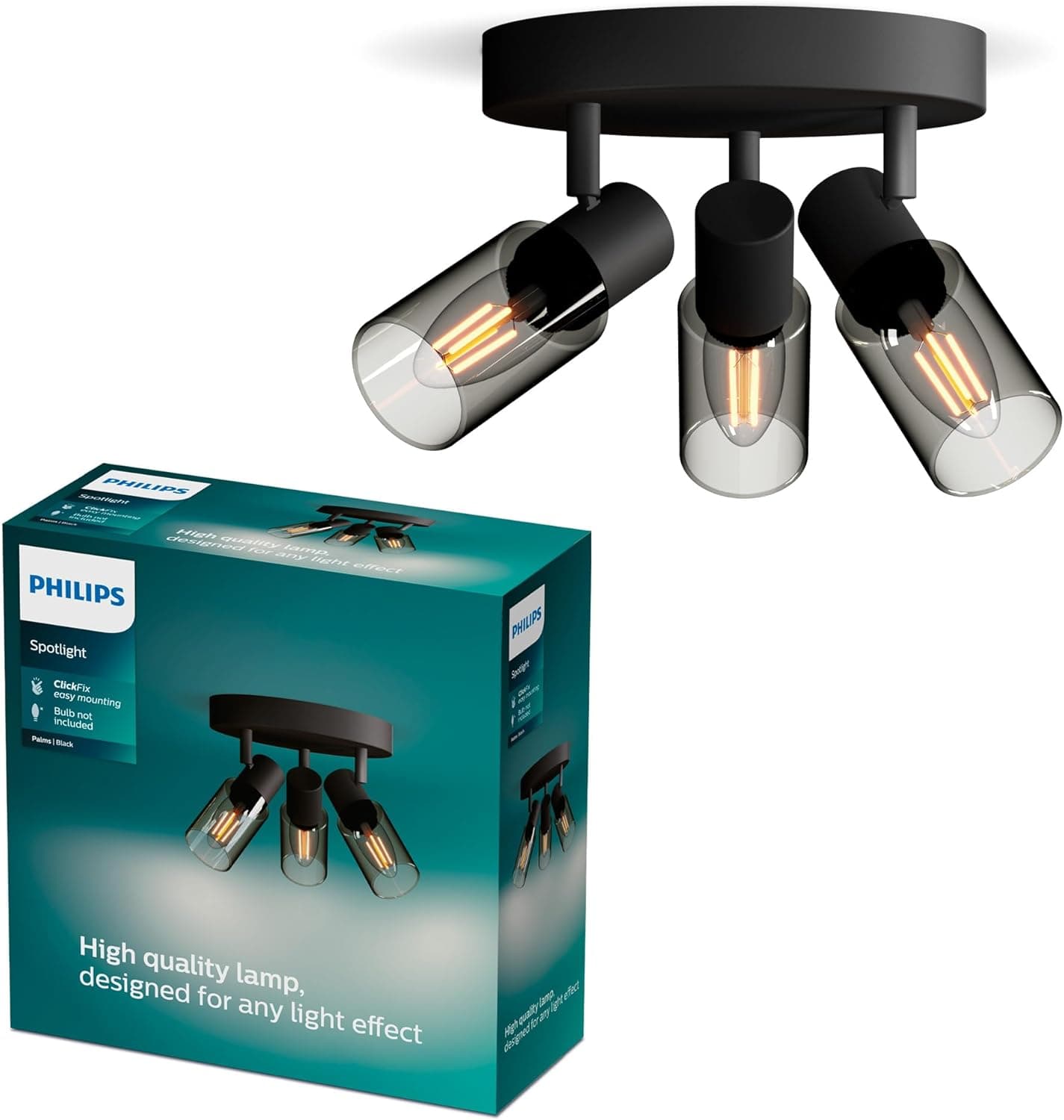 PHILIPS Palms Spot exkl LM Schwarz Foco decorativo com 3 pontos de luz