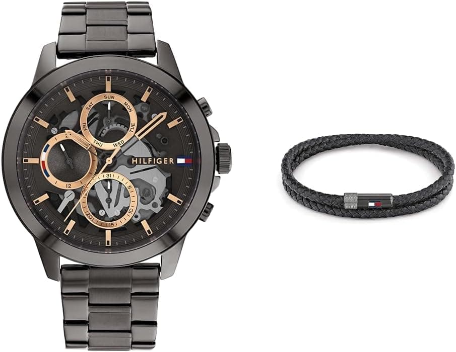 Tommy Hilfiger Relógio analógico de quartzo multifuncional para homem + pulseira