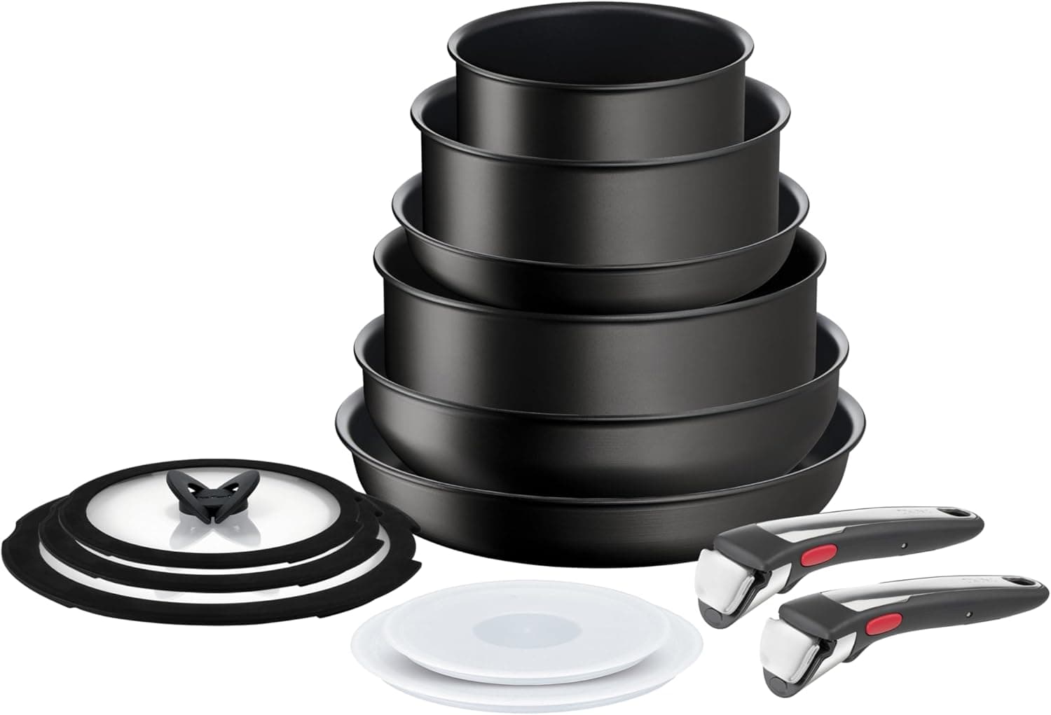 Tefal Ingenio Unlimited On Conjunto de 2 frigideiras 22/28 cm + 2 pontas 16/20 cm + guiseira 24 cm Wok 26 cm 2 alças removíveis 5 acessórios | Apto indução, antiaderentes, sem PFOA
