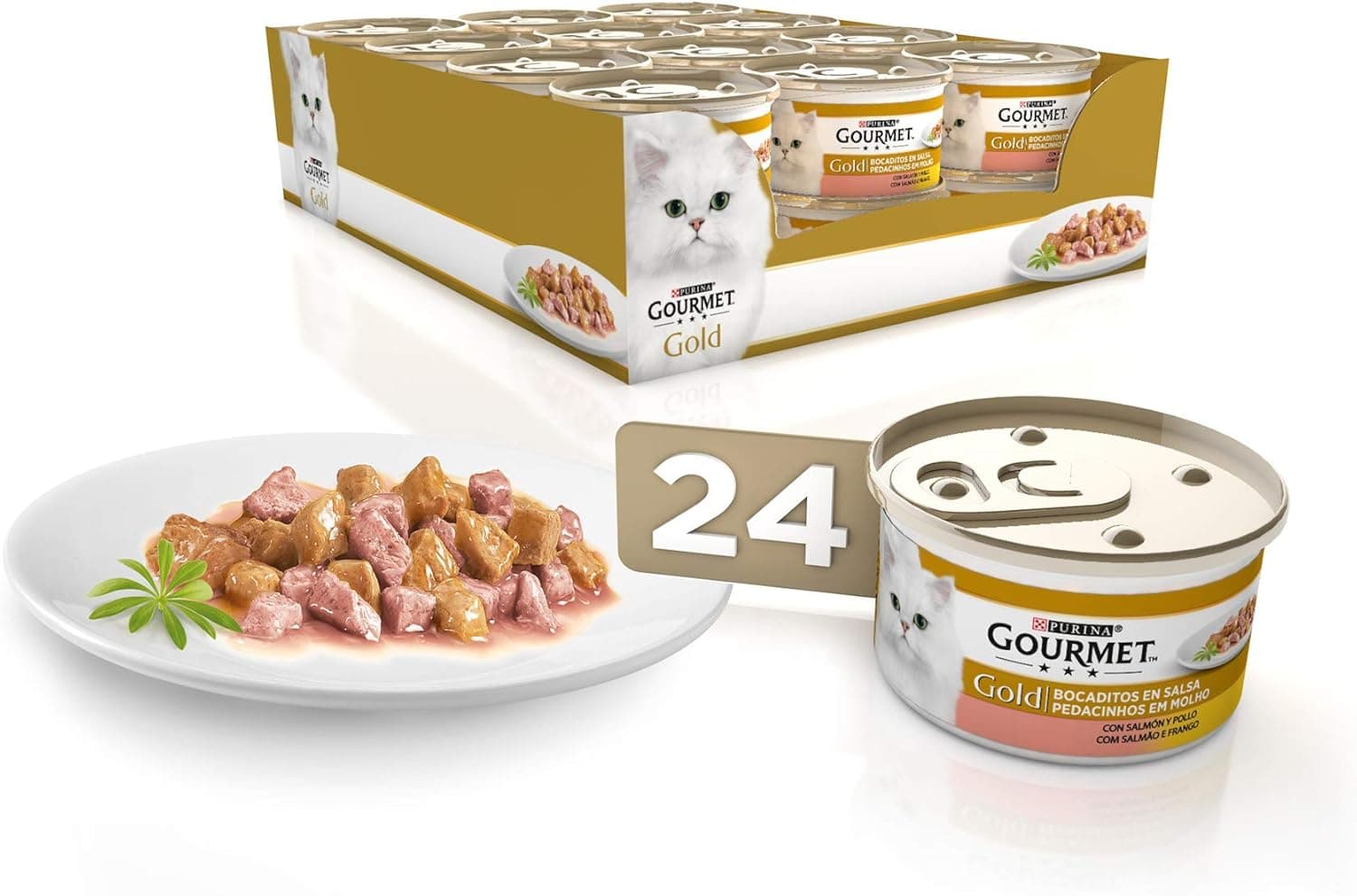 Gourmet Gold Bites | Comida húmida para gato adulto frango e salmão em molho 24x85 g