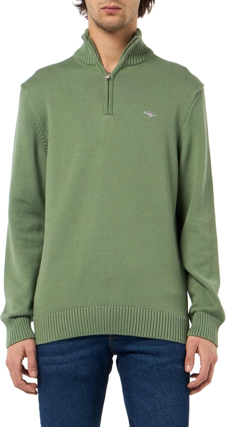 GANT Casual Cotton Half Zip | Suéter de algodão com fecho até meio para homem