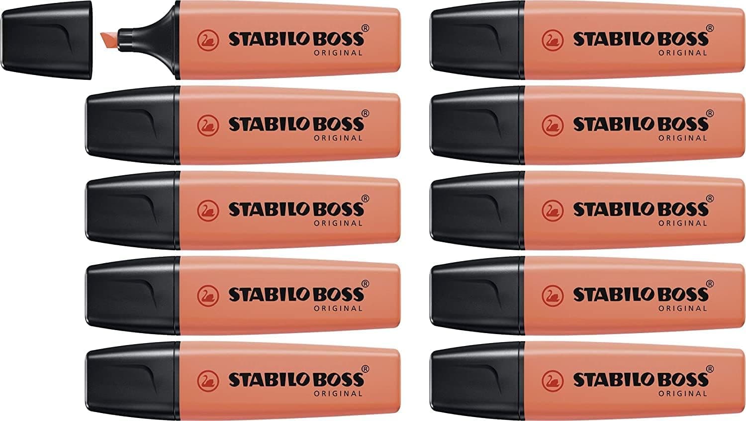 Marcador STABILO BOSS ORIGINAL pastel - caixa com 10 unidades cor coral meloso