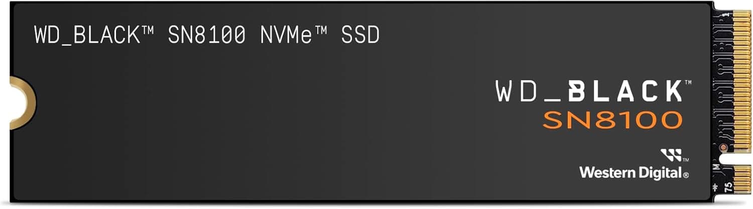 WD_BLACK SN8100 2 TB PCIe 5,0 x 4 NVMe M.2 SSD, velocidades de leitura sequencial de até 14 900 MB/s, velocidades de gravação sequencial de até 14 000 MB/s, TLC 3D CBA NAND