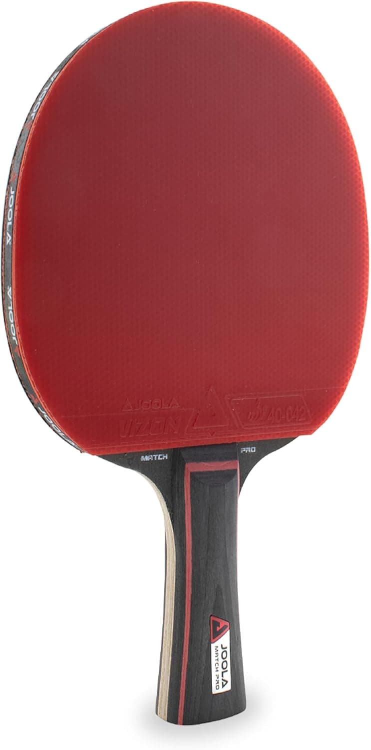 JOOLA Raquete de ténis de mesa Match Pro ITTF aprovada, 4 estrelas, preto/vermelho, 1,8 mm de espessura de esponja