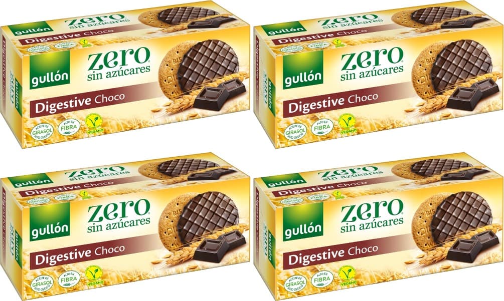 Gullón Bolacha Digestive chocolate, zero sem açúcares, caixa 270 g
