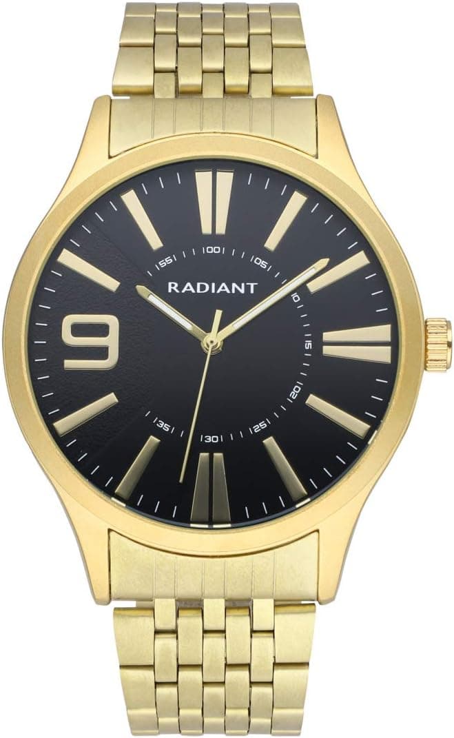 Radiant - Coleção Master - Relógio analógico de quartzo. Relógio de pulso para homem. Relógio de pulseira de aço dourado e uma caixa no mesmo tom. 5 ATM. 44 mm., Ouro, pulseira