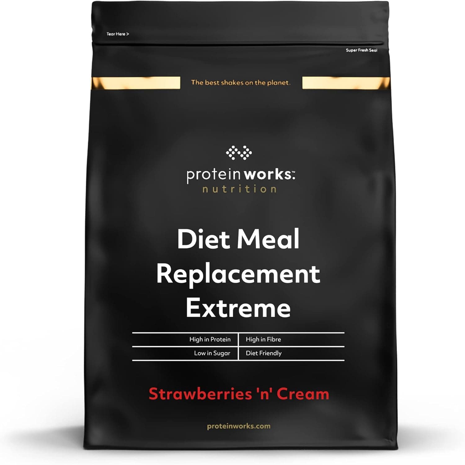 THE PROTEIN WORKS Substitutivo de alimentos Extreme, comida nutricionalmente completa, vitaminas potenciadoras do sistema imunológico, morangos com nata, 1000 g