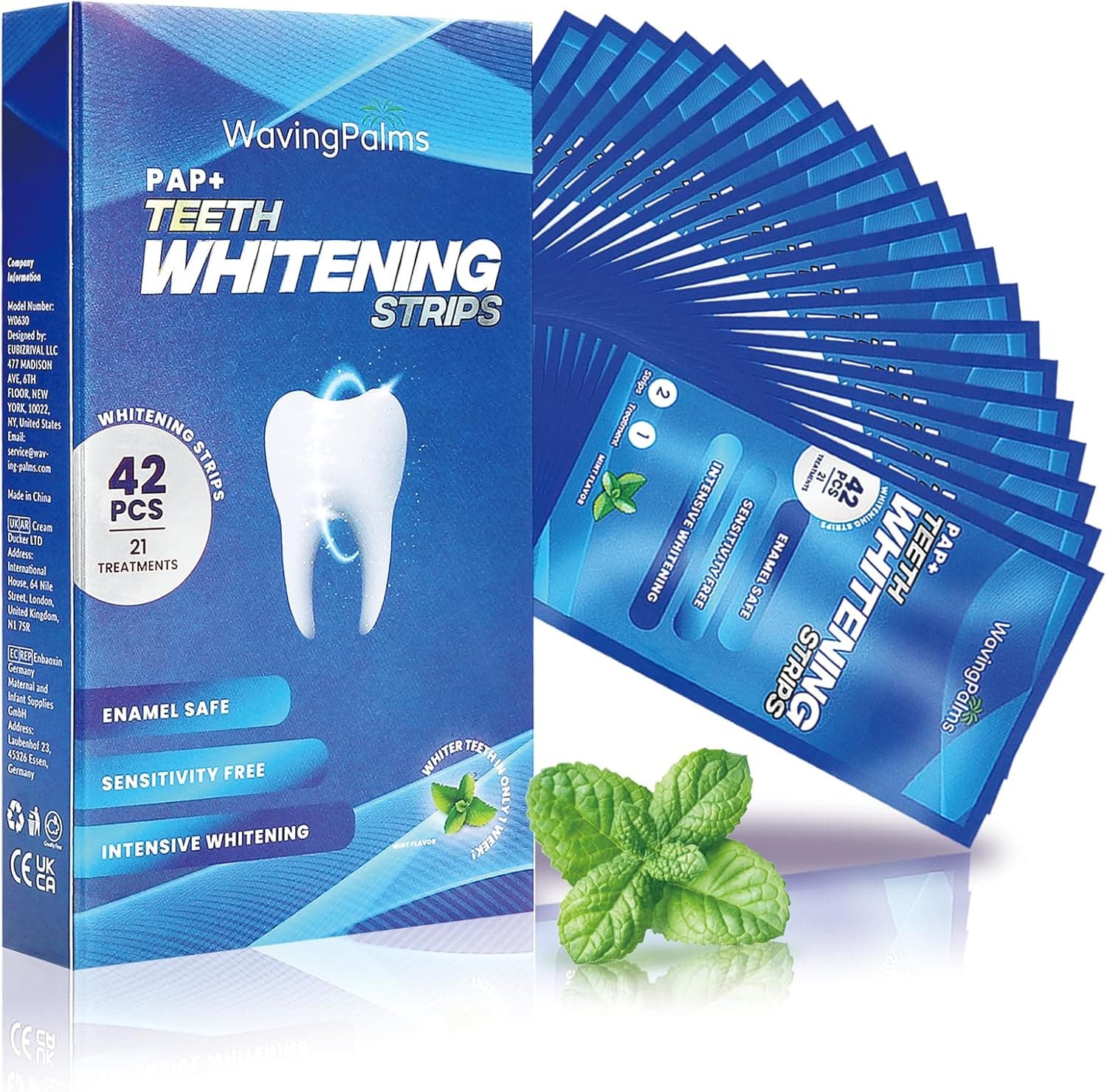 Tiras branqueadoras dentes Whitening Strips: Branqueador dental profissional - 21 aplicações 42 tiras branqueadoras Rapid White, suaves para os dentes