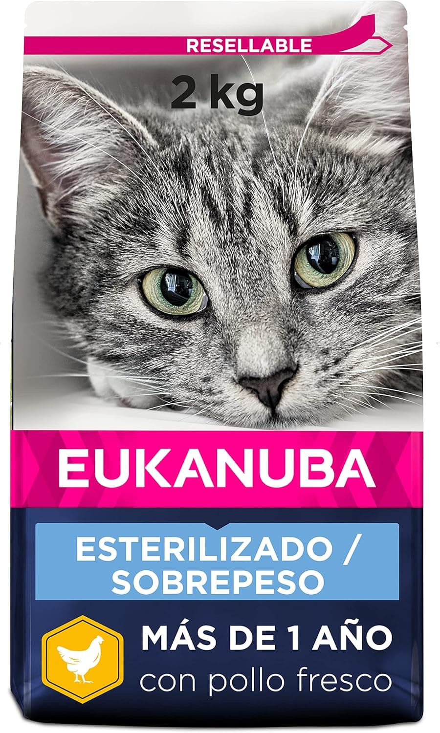 Eukanuba Alimento para gatos esterilizado/com sobrepeso - alimento seco premium com baixo teor de gordura para a manutenção do peso de gatos esterilizados/castrados, 2 kg