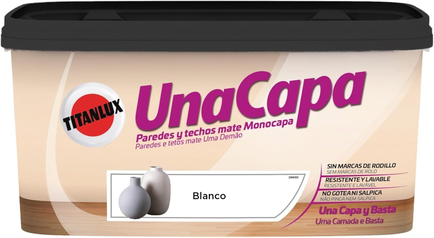 Titanlux Una Capa Lavable | Tinta branca lavável para paredes interiores 4 L