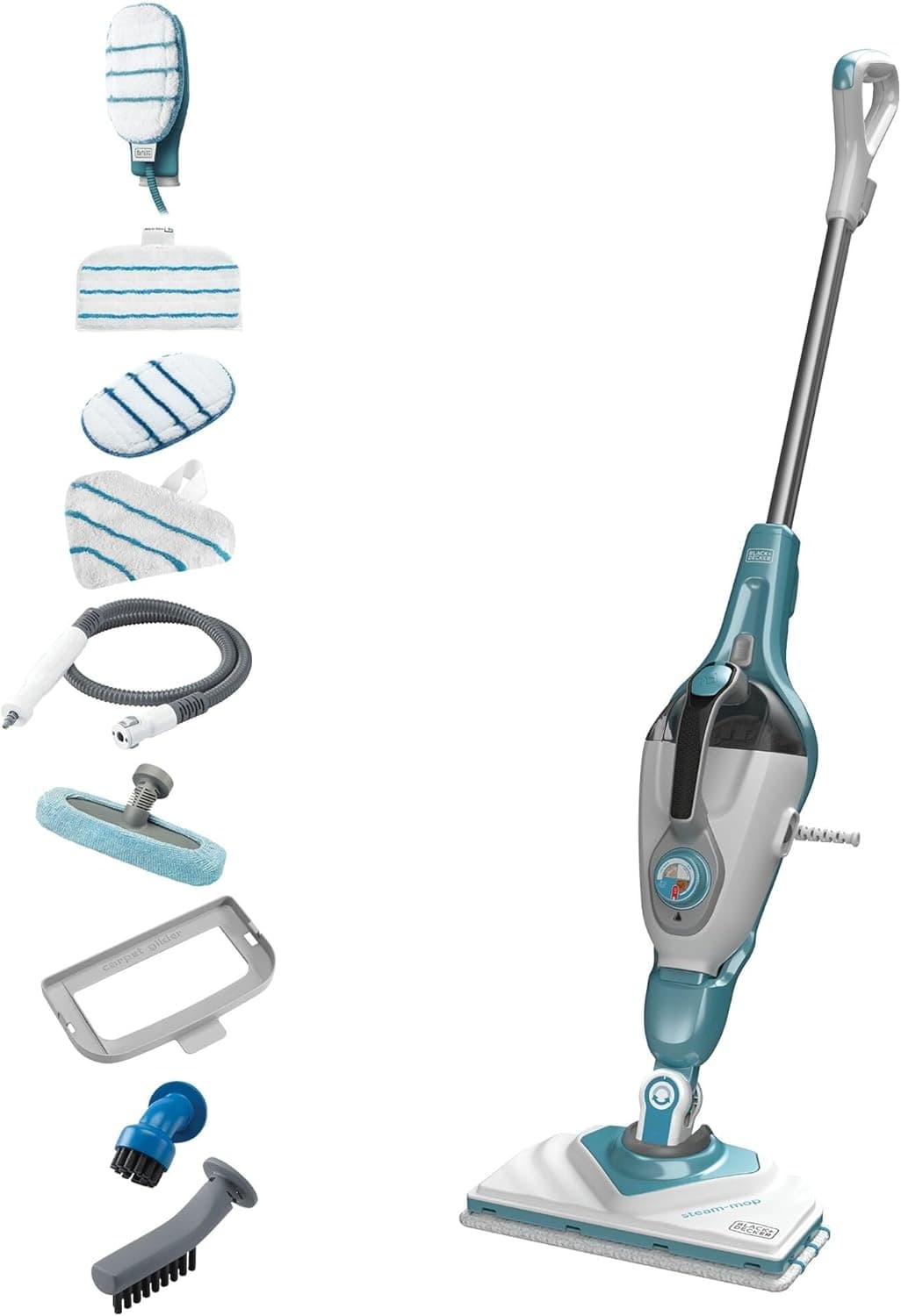 BLACK+DECKER Mopa a vapor 2 em 1 de 1600 W com cabeça Delta, SteaMit e 11 acessórios, BHSM166DSM-QS