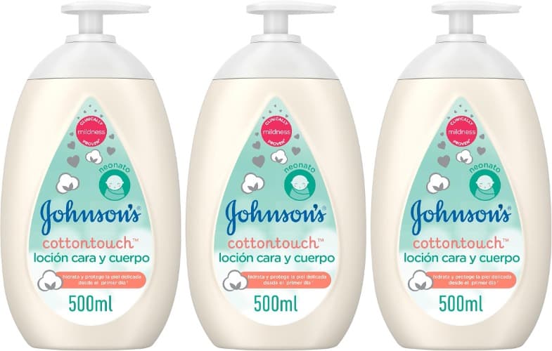 Johnson's Baby CottonTouch | Loção hidratante para rosto e corpo de bebé, pack de 3 x 500 ml