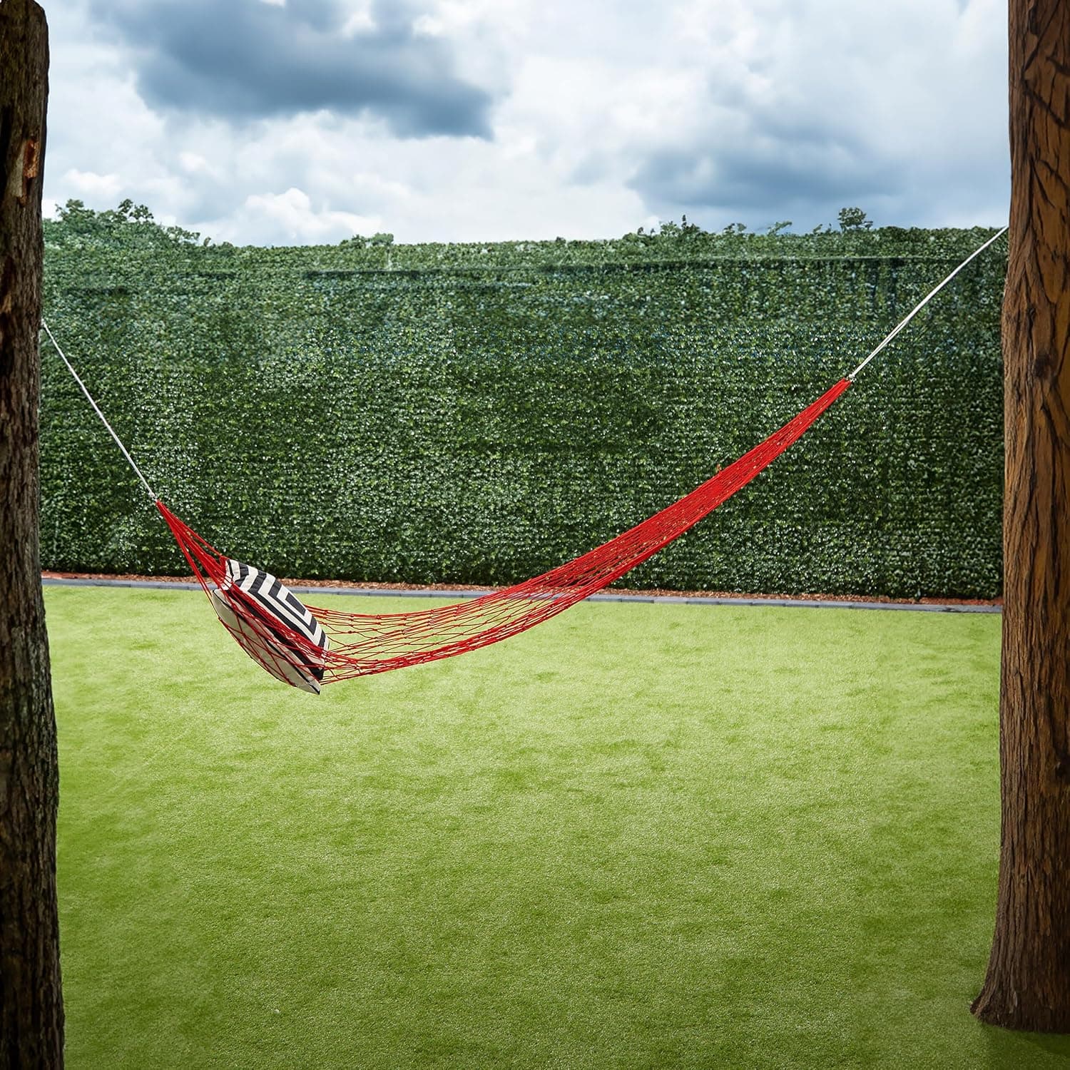Relaxdays Cama de rede suspensa, para 1 pessoa, ideal para campismo ou jardim, até 120 kg, vermelho, poliéster, 140 x 436 cm