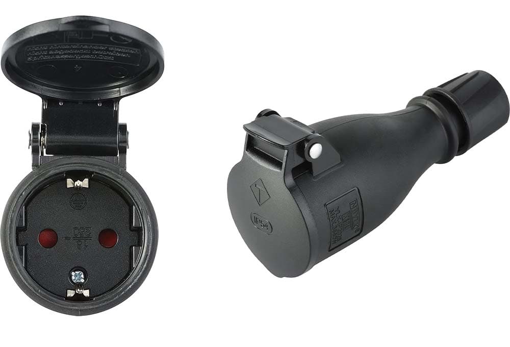Electraline 55080 | Tomada para exterior com proteção IP54 e mola automática para operação mãos livres