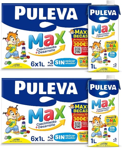 Puleva MAX Growth & Development | Leite para crianças em pack de 6 x 1 L x2