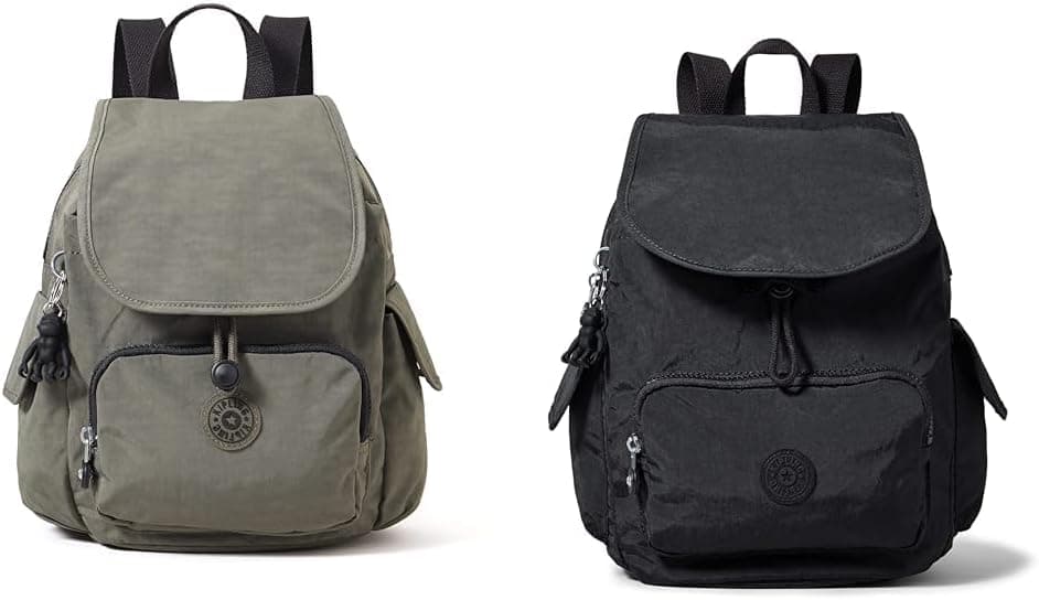 Kipling City Pack S e City Pack Mini | Mochilas casuais para mulher em preto e verde, conjunto