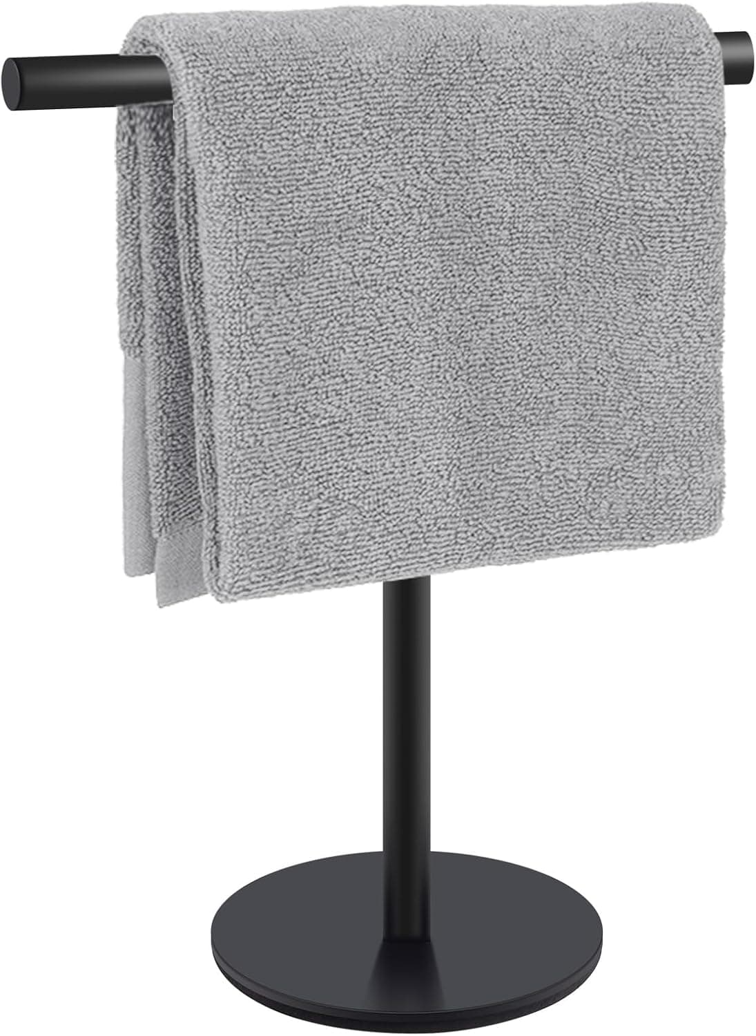 Suporte de toalha de mão de pé livre SUS304 em aço inoxidável em forma de T para casa de banho, cozinha, cor preta mate