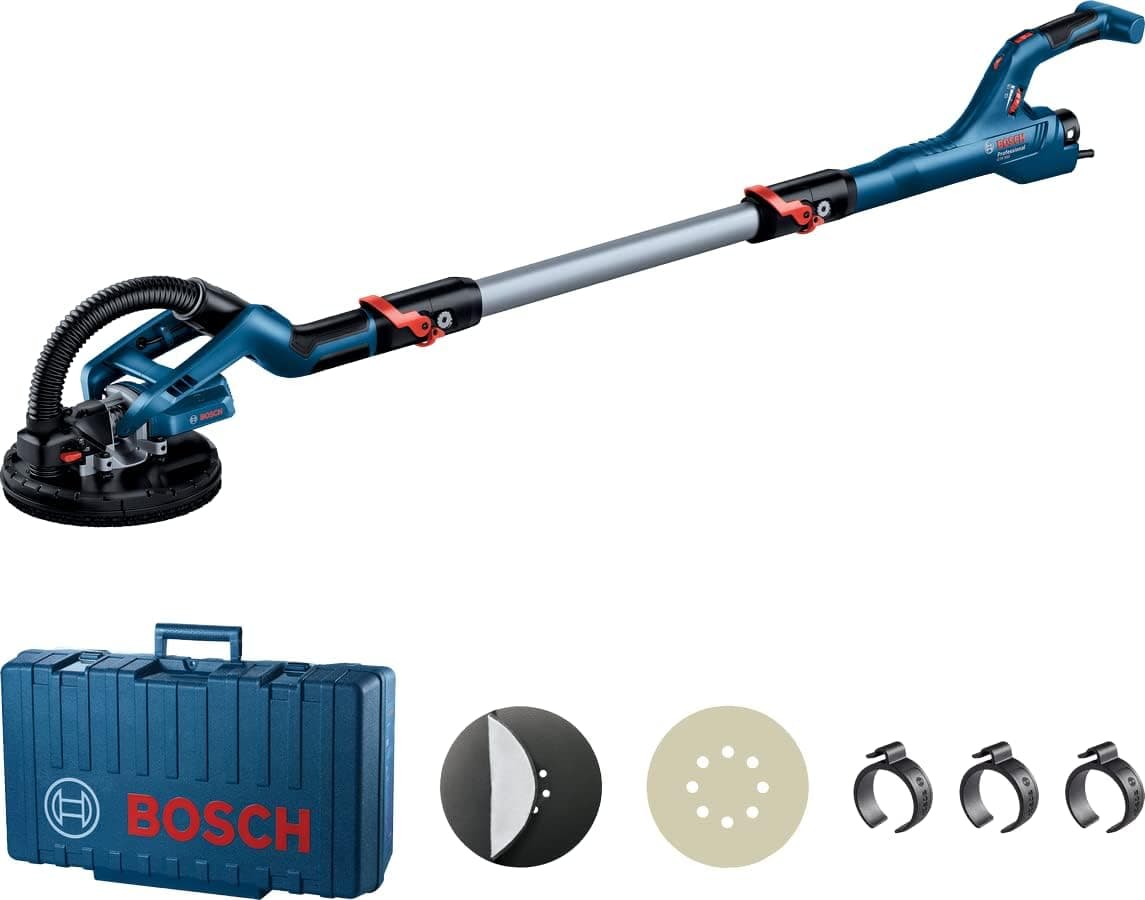 Bosch Professional GTR 55-225 - Lixadora de parede de gesso (550 W, lixador Ø 215 mm, folha Ø 225, extensão incl. 170 cm, em mala)